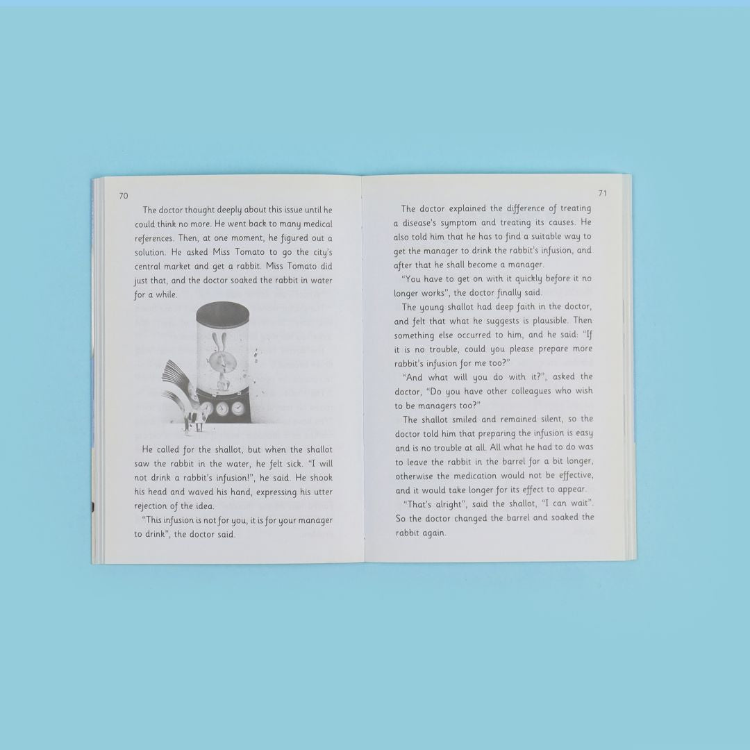 صفحات كتاب مذكرات الطبيب ذي الشعر الأخضر قصة تعليمية تنمّي القيم والتفكير الإبداعي وحب القراءة بالإنجليزية